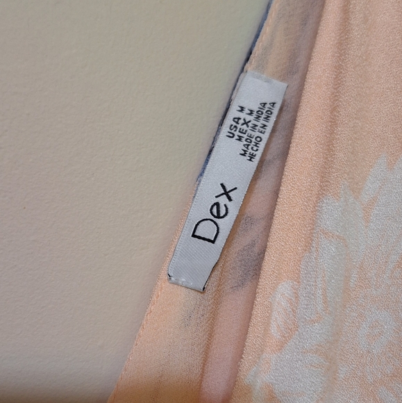 Dex Floral High-Low midi Wrap Dress medium pink v-neck ruffle - Picture 7 of 9